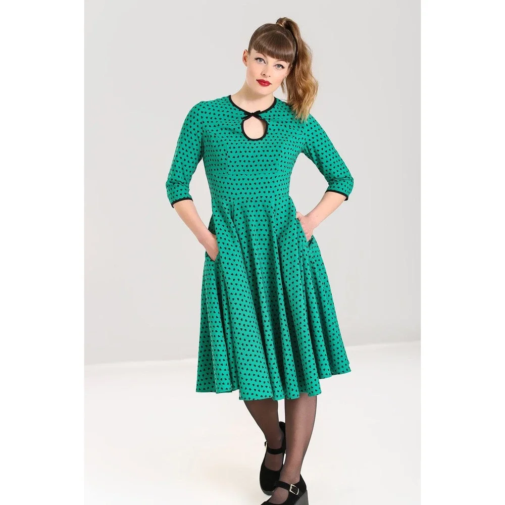 Hell Bunny | Dresses | Hell Bunny Dress Paradisum 5s Keyhole Heart Polka  Dot Green L Rockabilly Pinup | Poshmark